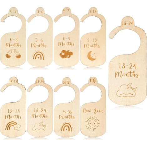 8 Pièces Séparateurs de Placard pour Bébé en Bois, Diviseurs de Garde-Robe Bébé, Organisation de Dressing de 0 à 24 Mois, Vêtements Bébé Organisez (1/5)
