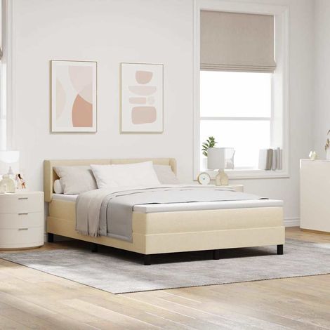 Boxspringbett mit Kopfteil Creme 190 x 140 cm Stoff (1/5)