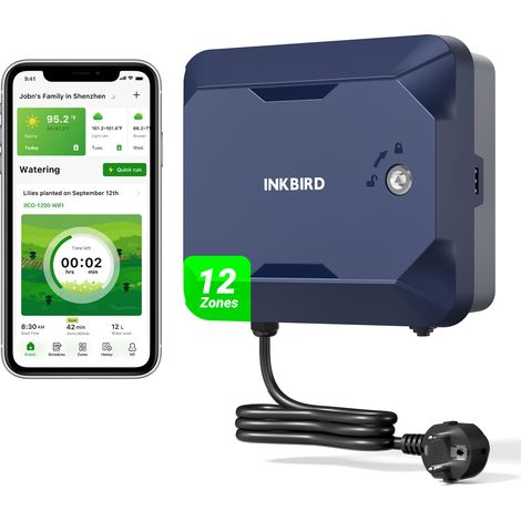 INKBIRD Programmateur Arrosage 12 Voies WIFI IICO-1200-WIFI Minuteur Minuterie Irrigation Intelligent APP Avec Protection de couvert (1/5)