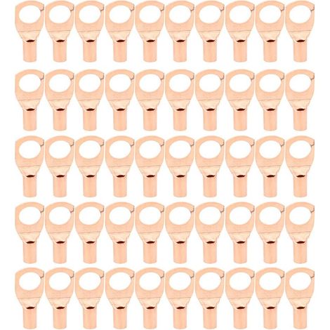 50 pièces cosse à anneau en cuivre câble de borne connecteurs à sertir pressés à froid bornes sc6-8 (1/5)