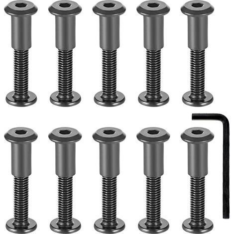 10 Stück M6 x 35 mm Befestigungsschrauben mit verschiedenen Muttern, Hülsenmutter mit Sechskantloch, runder Kopf