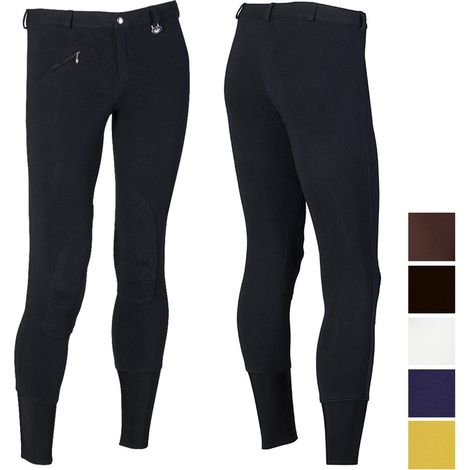 50 IT, nero: Pantaloni equitazione Winner da uomo in cotone elasticizzato e calza terminale
