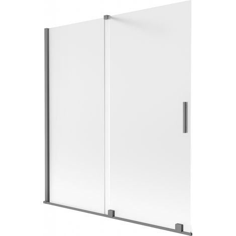Mexen Velar pare-douche baignoire à 2 battants coulissant 150 x 150 cm, givré, gun metal - 896-150-000-31-95 (1/2)