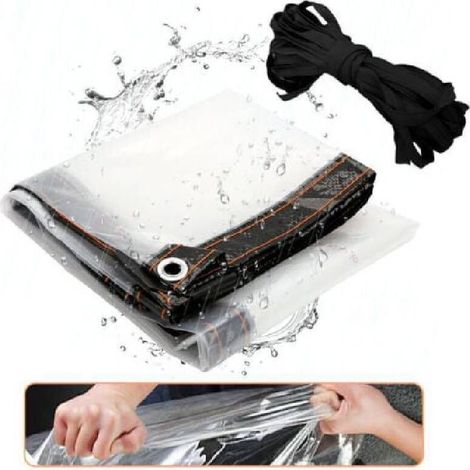 Bâche Transparente Bâche armée translucide Bâche de Protection Imperméable avec Oeillets 3x6m (1/4)