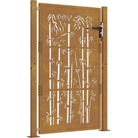 Portail de jardin,Portail de clôture,Portillon de jardin 105x130 cm acier corten design de bambou CFW68474 (1/5)