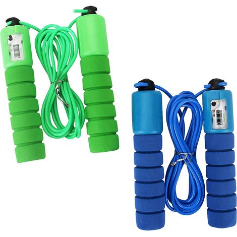 Lot de 2 cordes à sauter pour enfants avec compteur, corde à sauter à vitesse réglable pour garçons et filles, idéale pour le fitness et l'entraînement. (1/3)