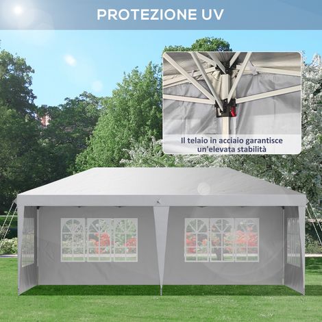 Pergola de jardin blanche 5,9x3x2,7m avec stores latéraux amovibles et fenêtres ajustables en hauteur