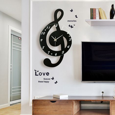 Innovative elektronische Wanduhr mit Musiknoten, modische, geräuschlose Quarzuhr für das Kinderzimmer (1/5)