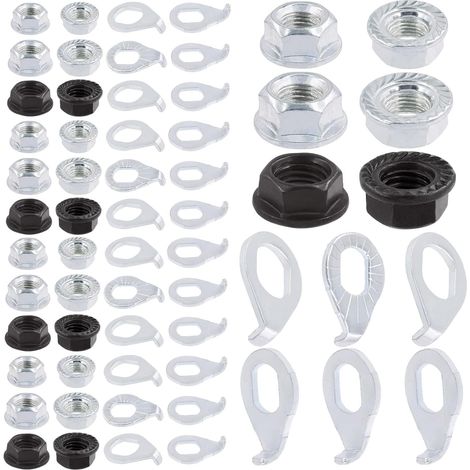 Lot de 60 écrous de moyeu de vélo M8 M9.5 M10 et kit de rondelle de sécurité, crochet de vélo en acier pour VTT avant et arrière (1/5)