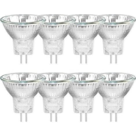 Pack de 8 MR11 12V 20W Ampoules Halogènes GU4, Dimmable Projecteur, 250LM, Ampoule halogène à spot, Blanc Chaud 2700K, 30 °Faisceaux, Base à Bi-Pin Couvercle en Verre (1/5)