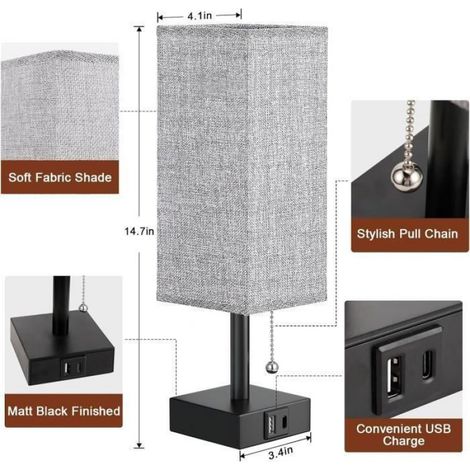 Lampe de Chevet 3 Couleurs Interrupteur Rotatif Design Contemporain Électrique (1/3)