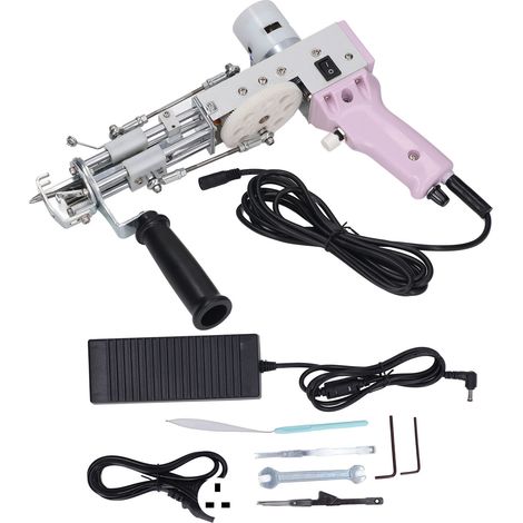 Pistolet à moquette électrique 2-en-1 DIY, vitesse réglable, machine à tufeter manuelle pour débutant, 100-240V, fiche UK, violet. (1/5)
