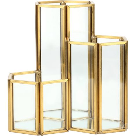 Lot porte-stylos verre hexagonal simple, range-pinceaux maquillage organisateur bureau rangement (1/5)