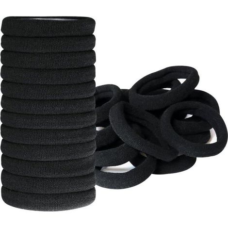 Ecleanfy - Lot de 50 Élastiques Cheveux 8mm - Coton Épais Sans Couture - Pour Femmes/Hommes/Enfants - Confortable et Résistant - 50 Pièces (1/5)