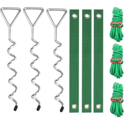 Baumpfahl-Set, robuste Spiralpfähle und Stützen für schiefe Bäume und junge Bäume, Silberbegradigung
