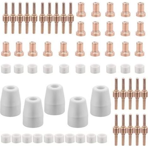 65 Pièces PT31 Consommables Plasma Decoupeur Plasma Parkside Cut 30 40 50 Consommables de Découpeuse Plasma Accessoire Decoupeur Plasma Electrode Tip Buse (1/4)
