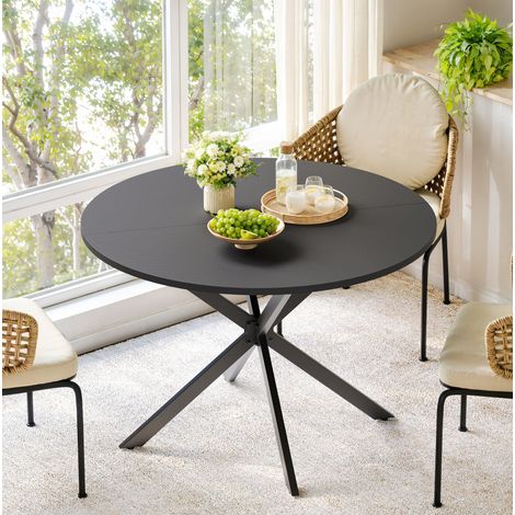 Runder Esstisch 120 cm mit X-Gestell Schwarz für 4-6 OKMYHOME (1/5)