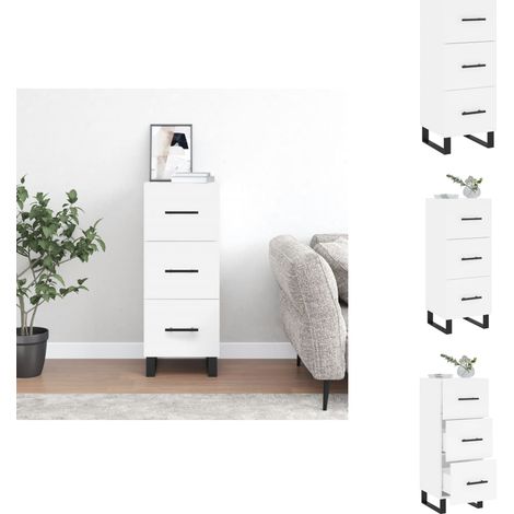 Buffet blanc 34,5x34x90 cm bois d'ingénierie - Buffet Design Moderne - Meuble Rangement - Commode Blanche - Mobilier Salon - Étagère Murale (1/5)