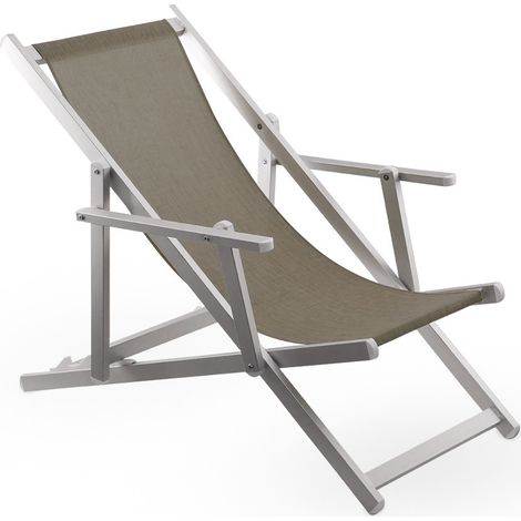Silla Reclinable Plegable Napoli con Brazos, Estructura de Aluminio y Textilene  Color: Tortola