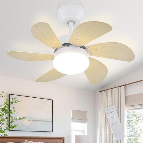 ZMH Ventilateur de plafond avec télécommande Silencieux - Plafonnier 6 pales Ø75cm Plafonnier temporisé Ventilateur de plafond Eté/Hiver Chambre à coucher Salle à manger/Bois