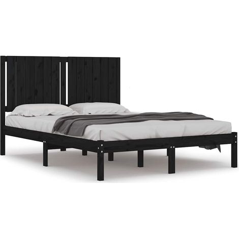 Maison Exclusive - Massivholzbett Schwarz Kiefer 140x190 cm (1/5)
