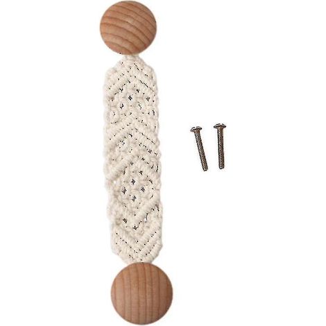 Poignée de porte/meuble en bois de hêtre, bouton de tiroir, corde en coton faite main, 19 cm (1/3)