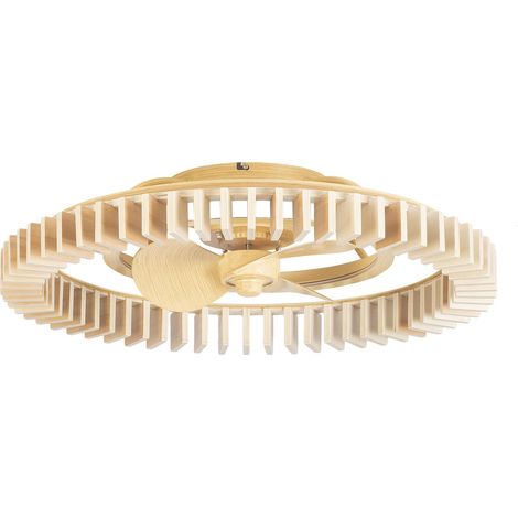 Cork Ventilatore a soffitto con luce LED. Silenzioso. 6 velocità. Regolatore di Intensità e Temperatura del Colore. Marrone (1/4)