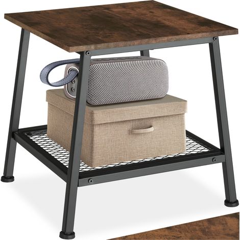 Table d'appoint 45,5 x 45 47 cm en panneau de fibres bois foncé (1/5)