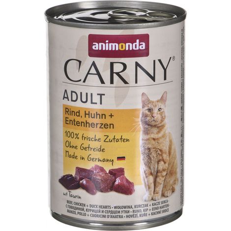 Animonda Carny Adult Katzennassfutter getreidefrei 400 g Rind, Huhn & Entenherzen Nassfutter Katze (1/2)