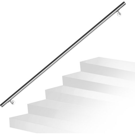 Randaco Corrimano in acciaio inox corrimano parete Supporto a muro Acciaio inox 180 cm