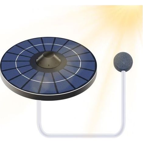 Aérateur de bassin Pompe à air à faible bruit de 2,5 W avec pierre à bulles – Pompe à oxygène flottante à énergie solaire, pour aquariums extérieurs, jardin, jardin, bain d'oiseaux (1/5)