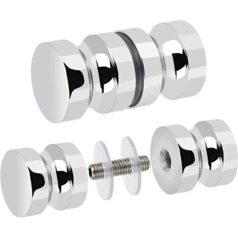 2 PCS Poignée Porte Douche en Acier Inoxydable Bouton Porte de Douche Rond Poignée de Porte Douche en Verre Bouton de Porte Coulissante Inox pour Salle de Bain Cuisine Maison Bureau H (1/4)