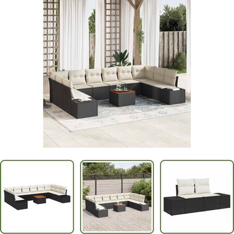 Terrassenmöbel - Garten-Sofa-Set 11 pcs Schwarz und Weiß (1/5)