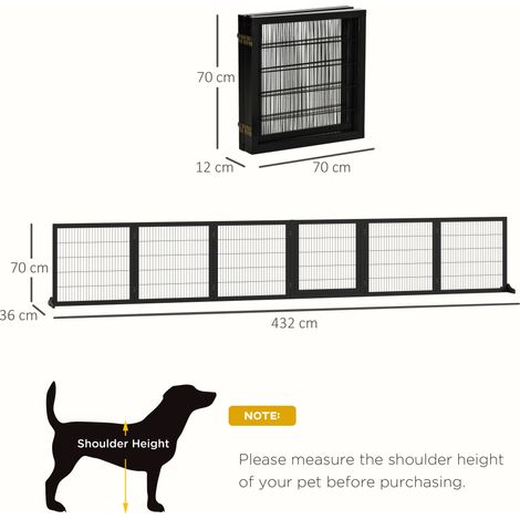 Barrière de sécurité pour porte et portillon pour chien, protection à pliage bidirectionnel, pin, 432x36x70 cm (1/5)