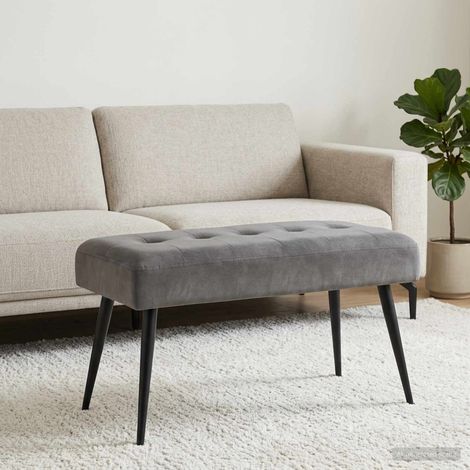 vidaXL Banc avec capitonnage bouton Gris foncé 80 x 40 x 46 cm Velours (1/5)