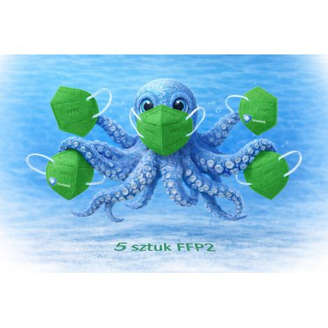 Mascherina protettiva antivirale FFP2 a 5 strati, verde, Virshields - 5 pezzi (1/3)