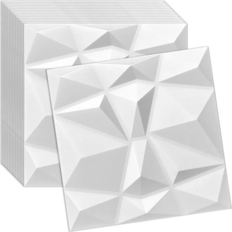 Panneau mural et plafond 3D blanc en polystyrène 50x50 cm – revêtement décoratif moderne, lot de 16 pièces (4 m²)