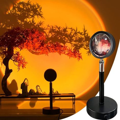 Lampe Projecteur Coucher de Soleil, 16 Couleurs et Décoloration RVb Lampe Projecteur Coucher de Soleil avec Télécommande, Lampe Solaire Rotative 180°, Vision Romantique (1/4)