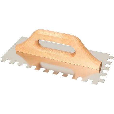 KOTARBAU Truelle dentée en acier inoxydable 280 x 130 mm - Taille du nom avec poignée en bois (12 x 12 mm). (1/5)