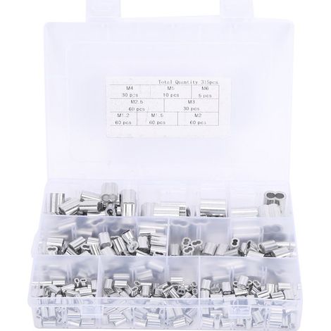Manchon de boucle de sertissage en aluminium, 315 pièces, M1.2 M1.5 M2 M2.5 M3 M4 M5 M6, pièces de quincaillerie (1/5)
