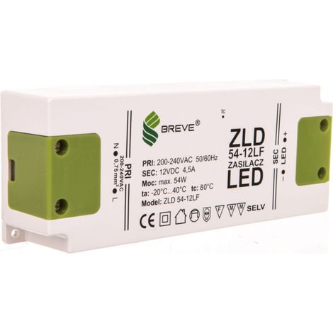 Alimentatore LED 12V DC 54W ZLD 54-12LF 4.5A 19712-9008