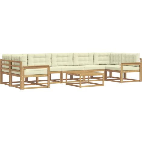Conjunto de sofás de exterior con cojín 6 pcs Blanco y Crema vidaXL (1/5)
