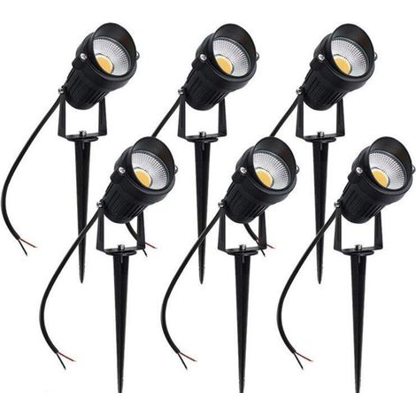 SABIR Projecteur LED d'extérieur, 3W Garden Light Warm Spike, Projecteur LED d'extérieur étanche IP65 pour le jardin, les allées, les terrasses [Classe énergétique A+] - 6 articles (1/5)