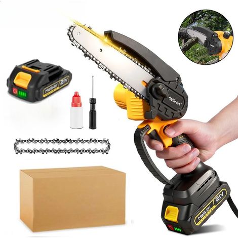6 Zoll Akku-elektrische Kettensäge Mini Hand Astsäge Holzbearbeitung Schneidsäge Werkzeug für Makita 18 V Batterie Pin, Mit 1 Akku