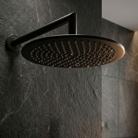 Douche de tête PaulGurkes 30 cm avec bras de douche en métal noir mat