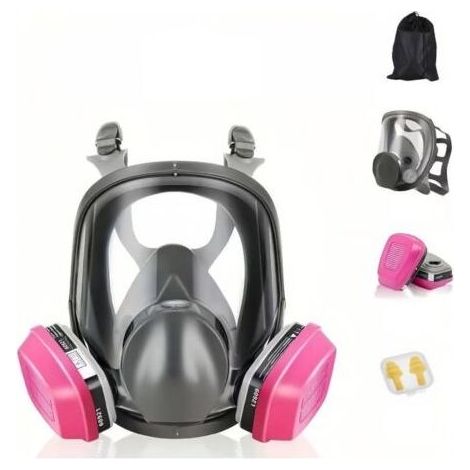 Masque respiratoire intégral réutilisable six-en-un, antibuée et anti-poussière, d'utilisation de gaz, de peinture, de poussière, de produits chimiques et autres, et pour la prévention de la grippe. (1/5)