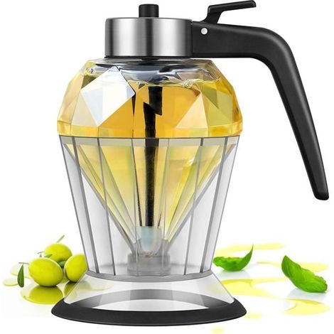 Distributeur d'huile et de miel - Verre borosilicate - Design diamant - Antidérapant - Sans plomb (1/4)