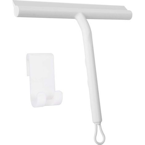 Duschabzieher, Duschabzieher für Glastüren, Badezimmerabzieher mit Halterung - 21 cm weiß, Silikonabzieher für Duschtüren, Autofenster, Spiegel usw. (1/5)