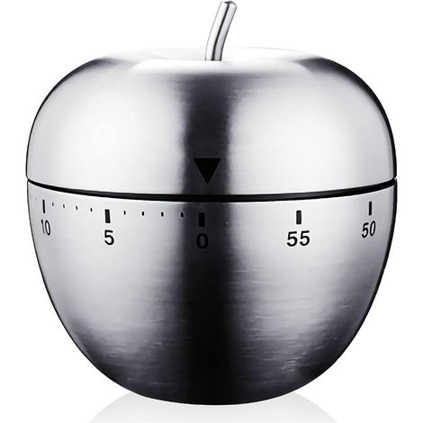 Minuterie Cuisine Minuteur Forme de Pomme Alarme de Rotation Mécanique Manuelle Kitchen Timer Acier Inoxydable pour La Cuisine (1/5)