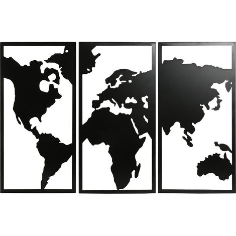 Decoracion Pared Set 3 Metal 90X2X60 Mapa Negro (1/3)